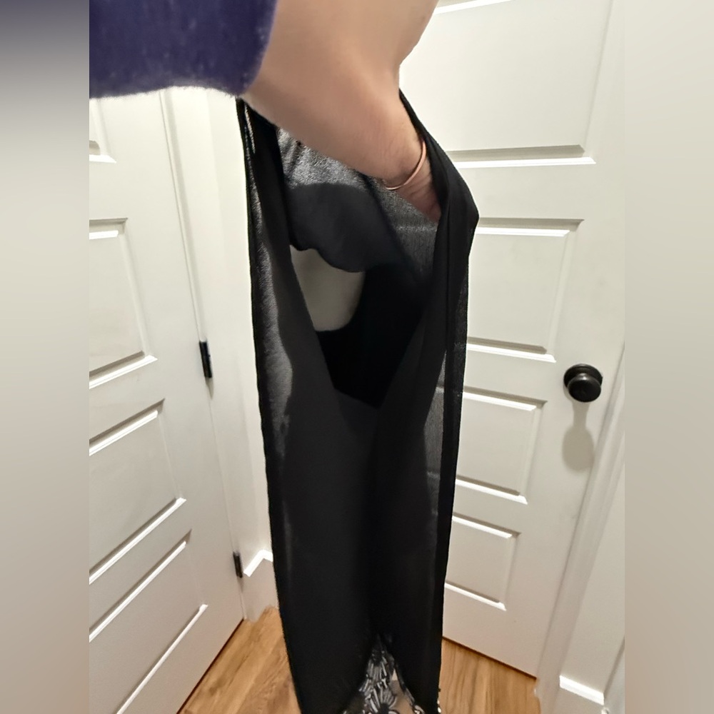 Joseph Ribkoff. Sheath Dress with Biased Cut Sheer Floral Trim Overlay. Size 6. - Picture 13 of 14